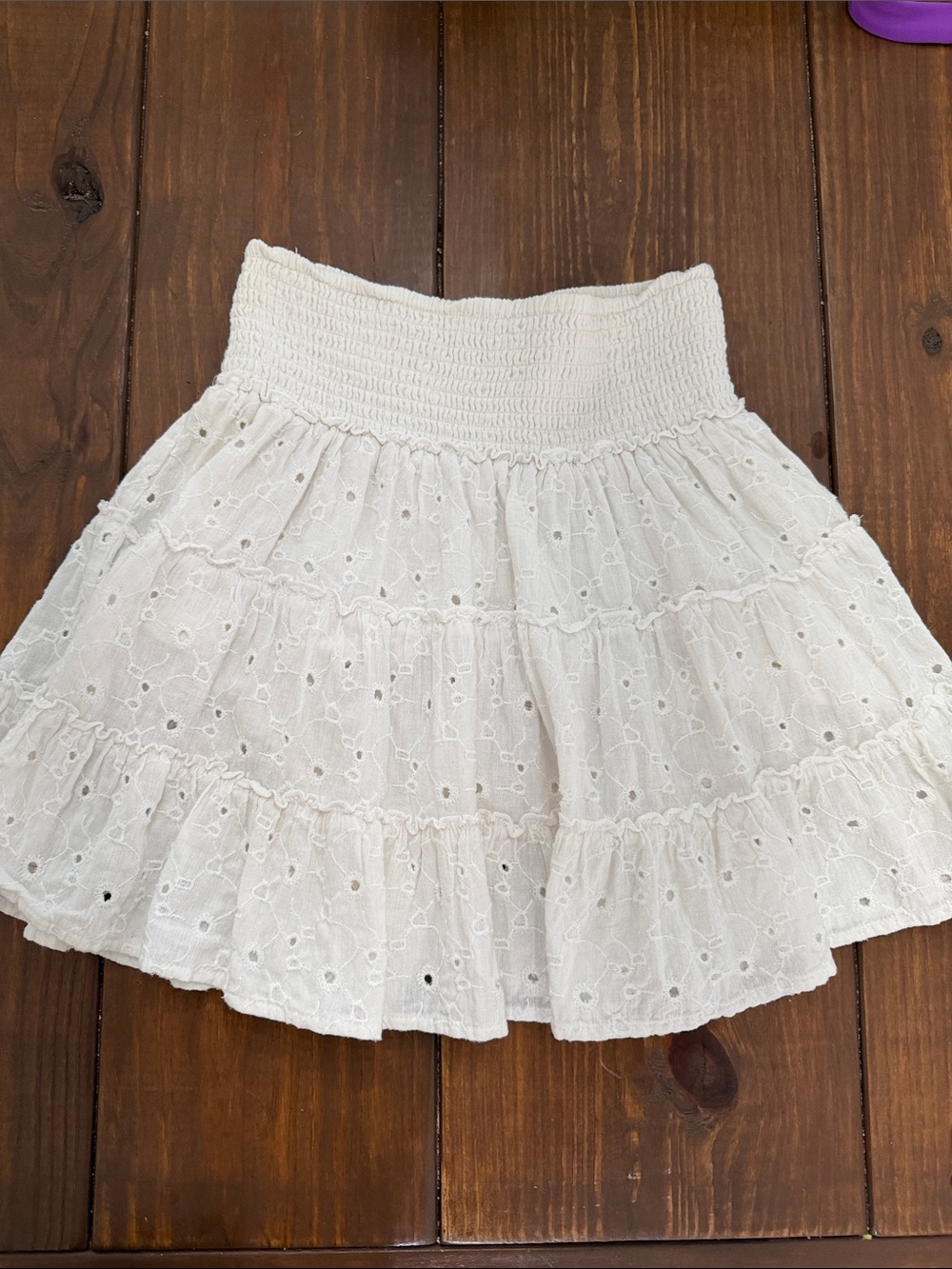 American Eagle White Eyelet Tiered Mini Skirt -  Women's